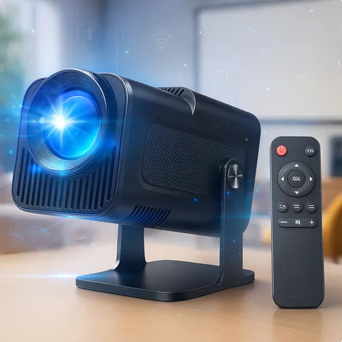Projetor Hy320 Davely Smart TV Android WiFi6 HD 4K Mini Projetor Portátil Preto com Controle Remoto