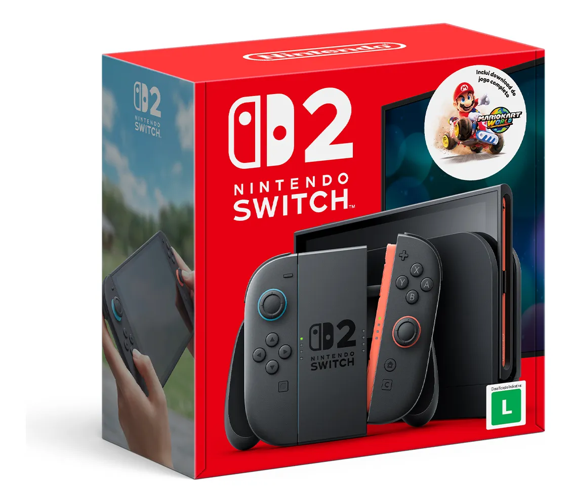 Console Nintendo Switch 2, 256GB, Preto, Azul e Vermelho