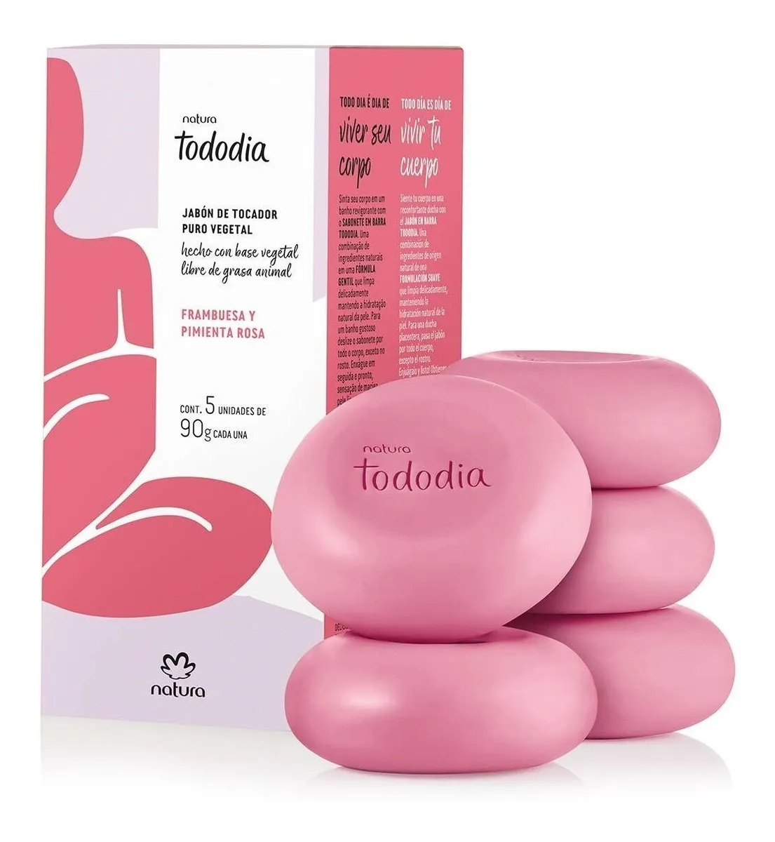 Sabonete Natura Tododia Framboesa e Pimenta Rosa 5 unidades de 90g