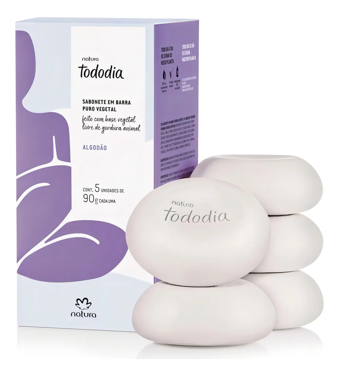 Sabonete em Barra Natura Tododia Algodão 5 unidades 90g