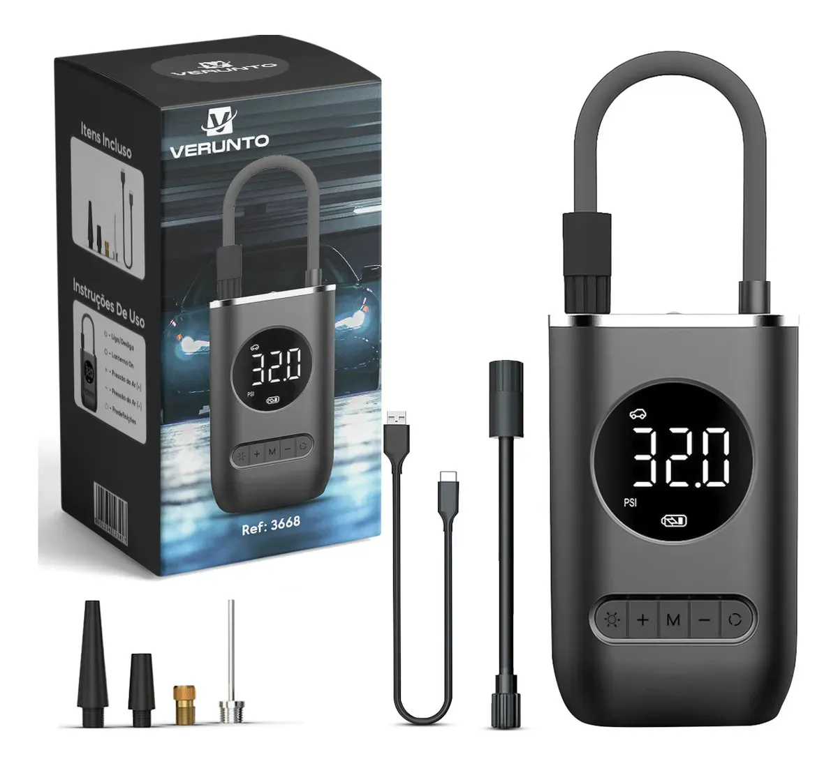 Compressor De Ar Portátil Pneu Carro Moto Bike Encher Pneu 150psi