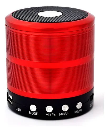 Caixinha De Som Bluetooth Mini Speaker Sem Fio Portátil Radio Fm Vermelha Altomex WS-887