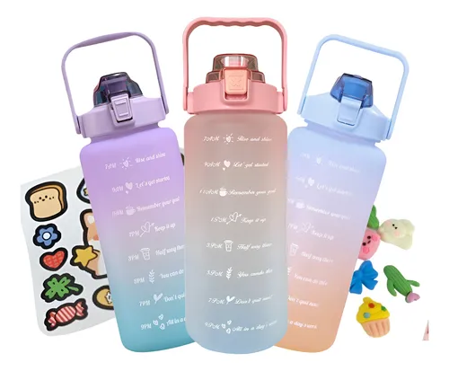 Garrafa Squeeze Galão De Água 2l Motivacional Adesivos 3d
