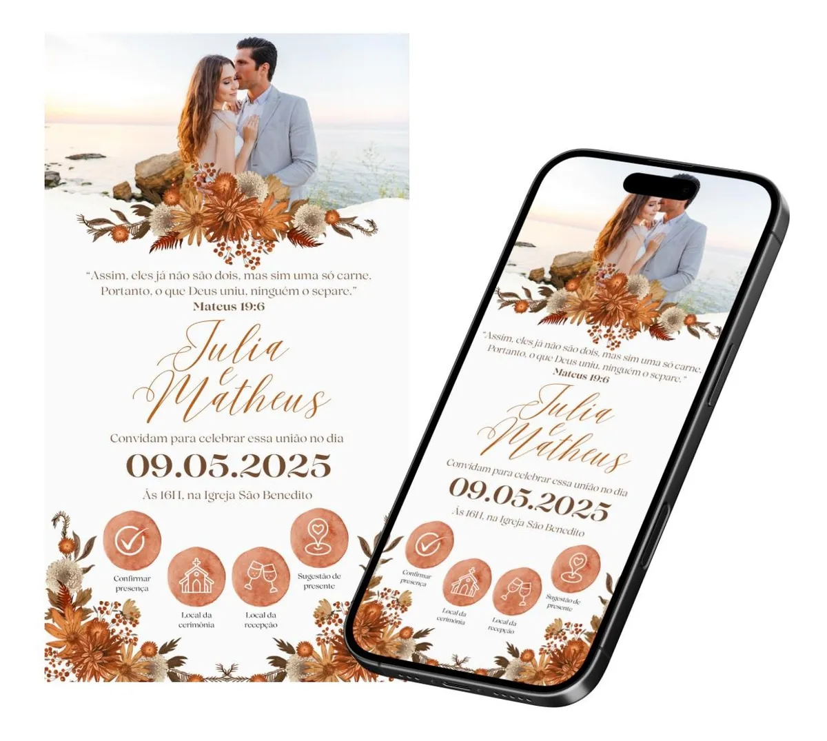 Convite Casamento Interativo Digital Foto Confirmar Presença
