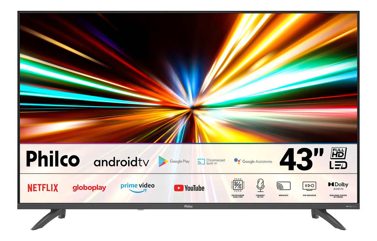 Smart Tv 43 Philco Android Tv Full Hd Borda Infinita P43eaa