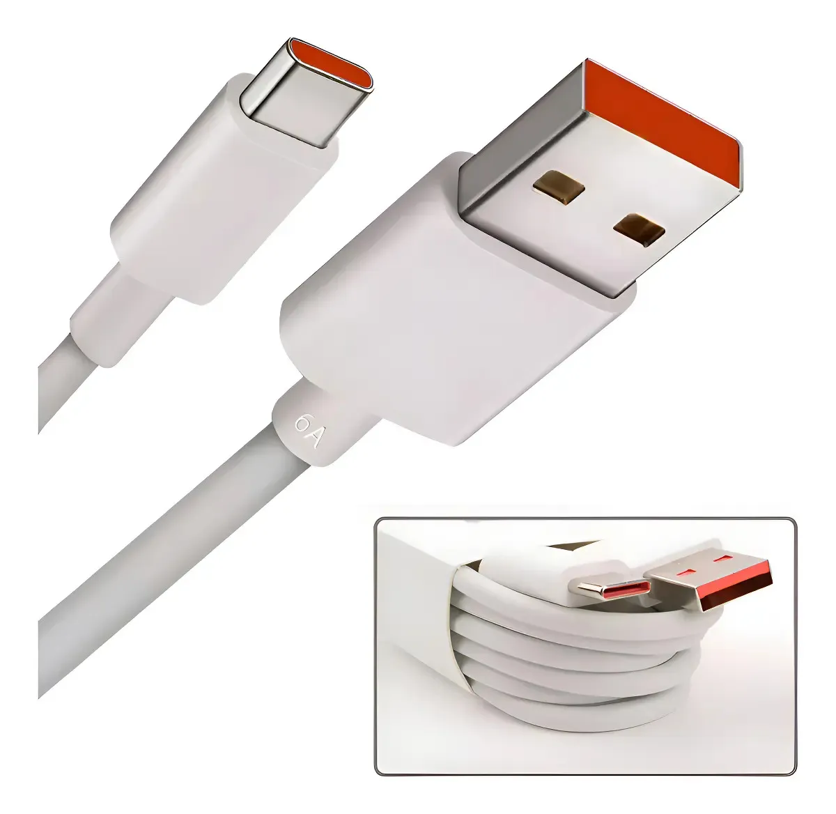 Cabo Usb Turbo Tipo-c Compatível com Xiaomi, Poco, Redmi, Samsung Carga Rápida Branco