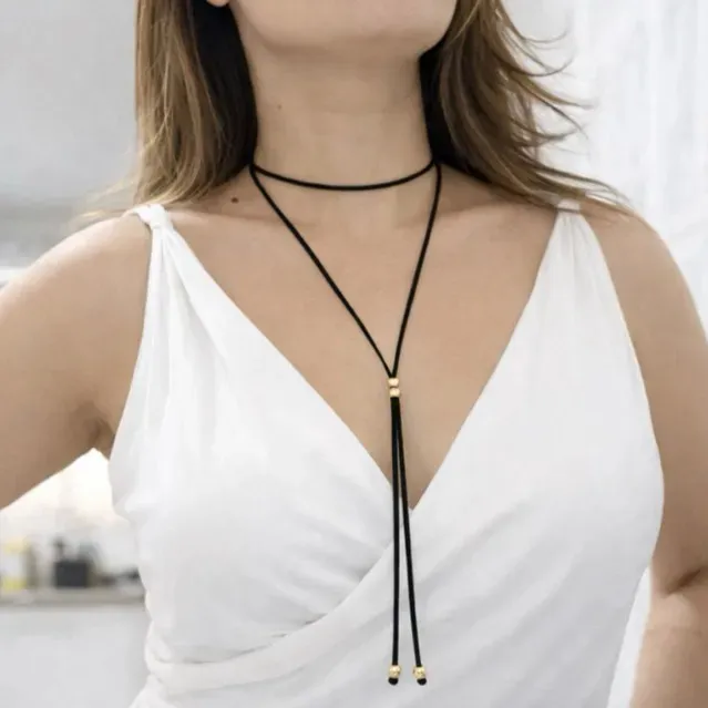 Colar Gravatinha Courinho Dourado Ou Prata Várias Cores
