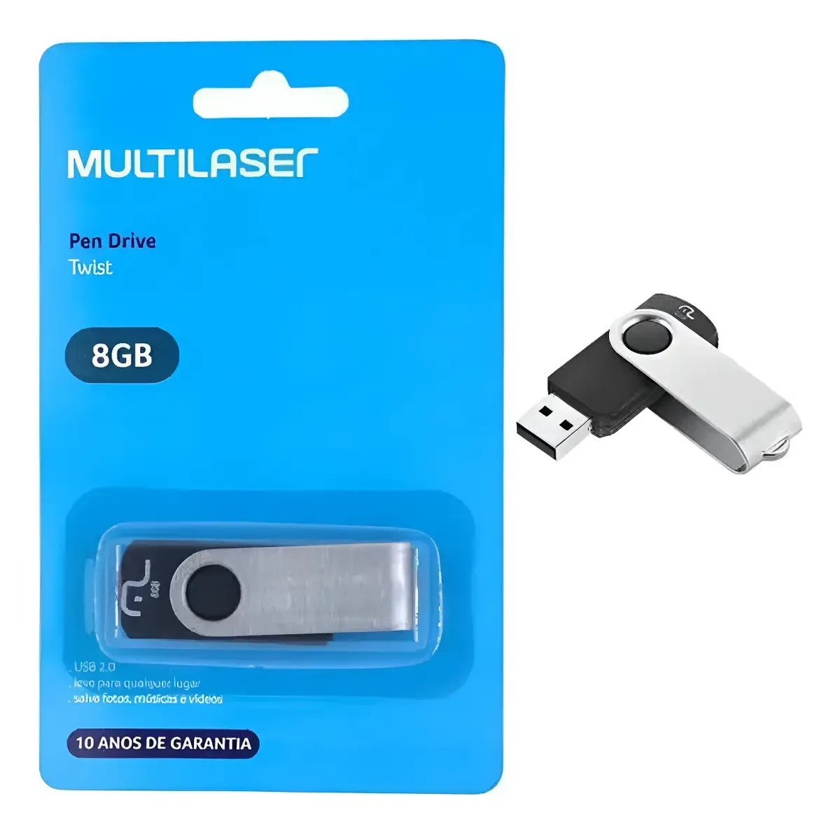 Pen Drive Giratório Twist Pd587 Usb 2.0 Multilaser Original Lacrado
