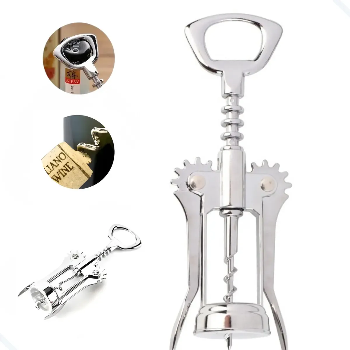 Abridor De Garrafa Saca Rolhas Vinho Inox Profissional