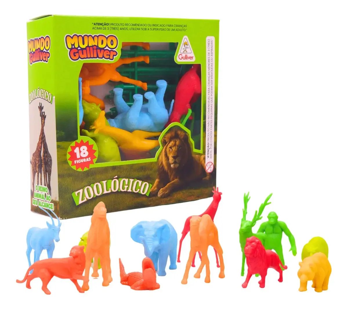 Figuras Animais Plástico Gulliver Zoológico 18 Peças Modelo 0961