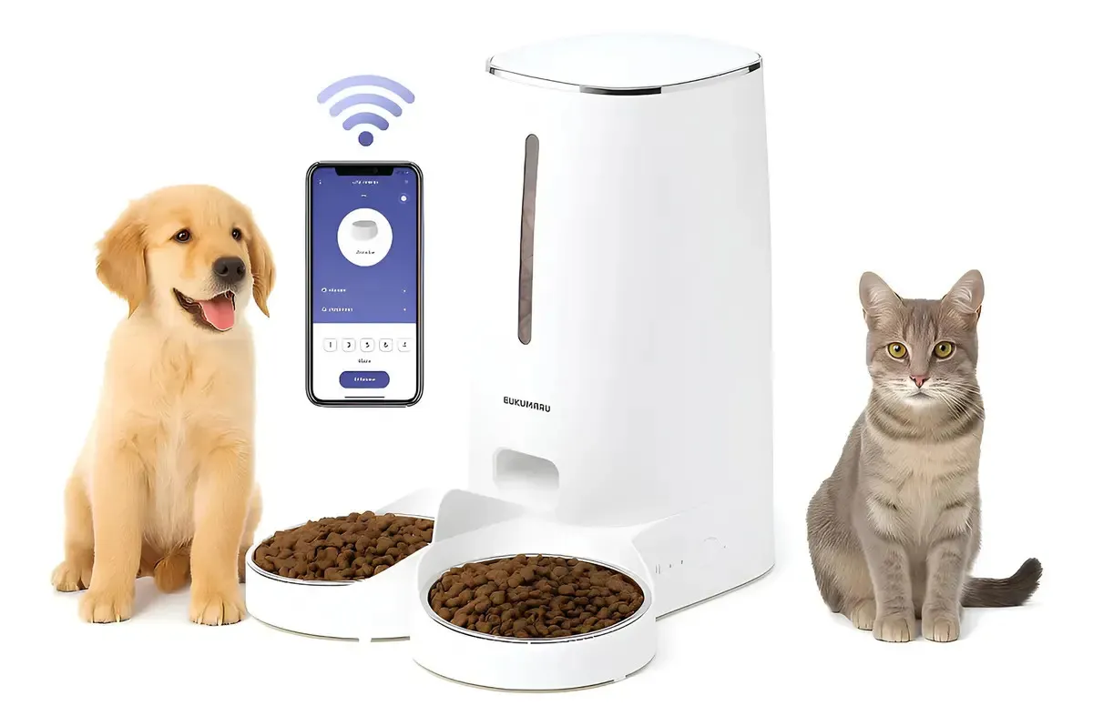 Alimentador Dispenser Inteligente Duplo Pet Gatos Wi-fi 4l Cor Branco