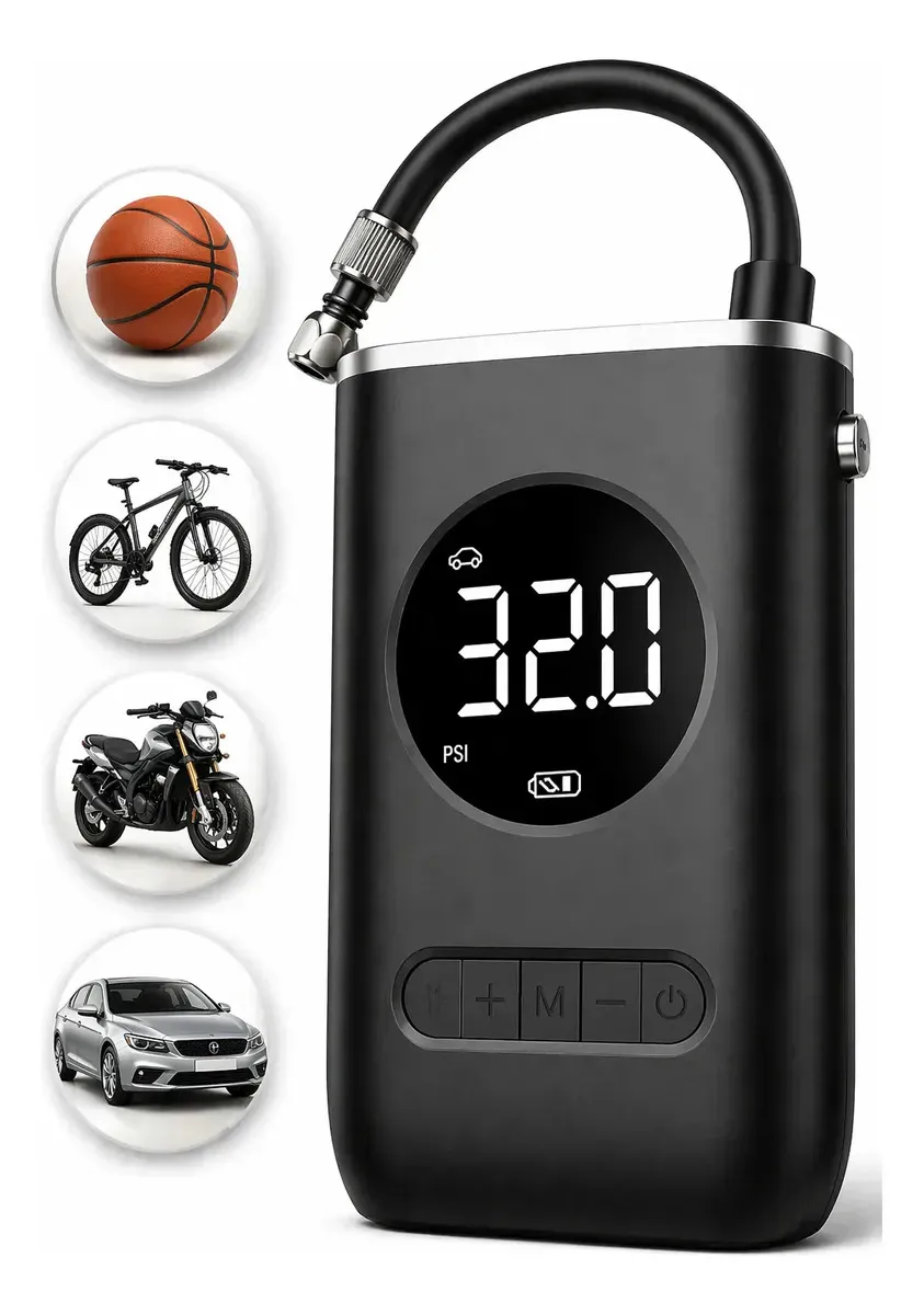 Mini Compressor Bomba Encher Pneu Carro Bicicleta Moto Eletrica Bola Portatil Digital