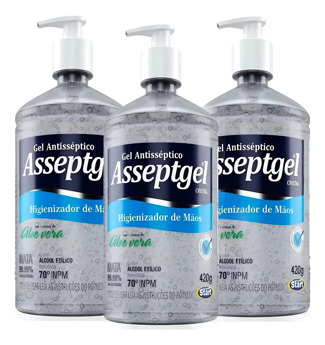 Álcool Em Gel Antisséptico Higienizador Asseptgel 420g