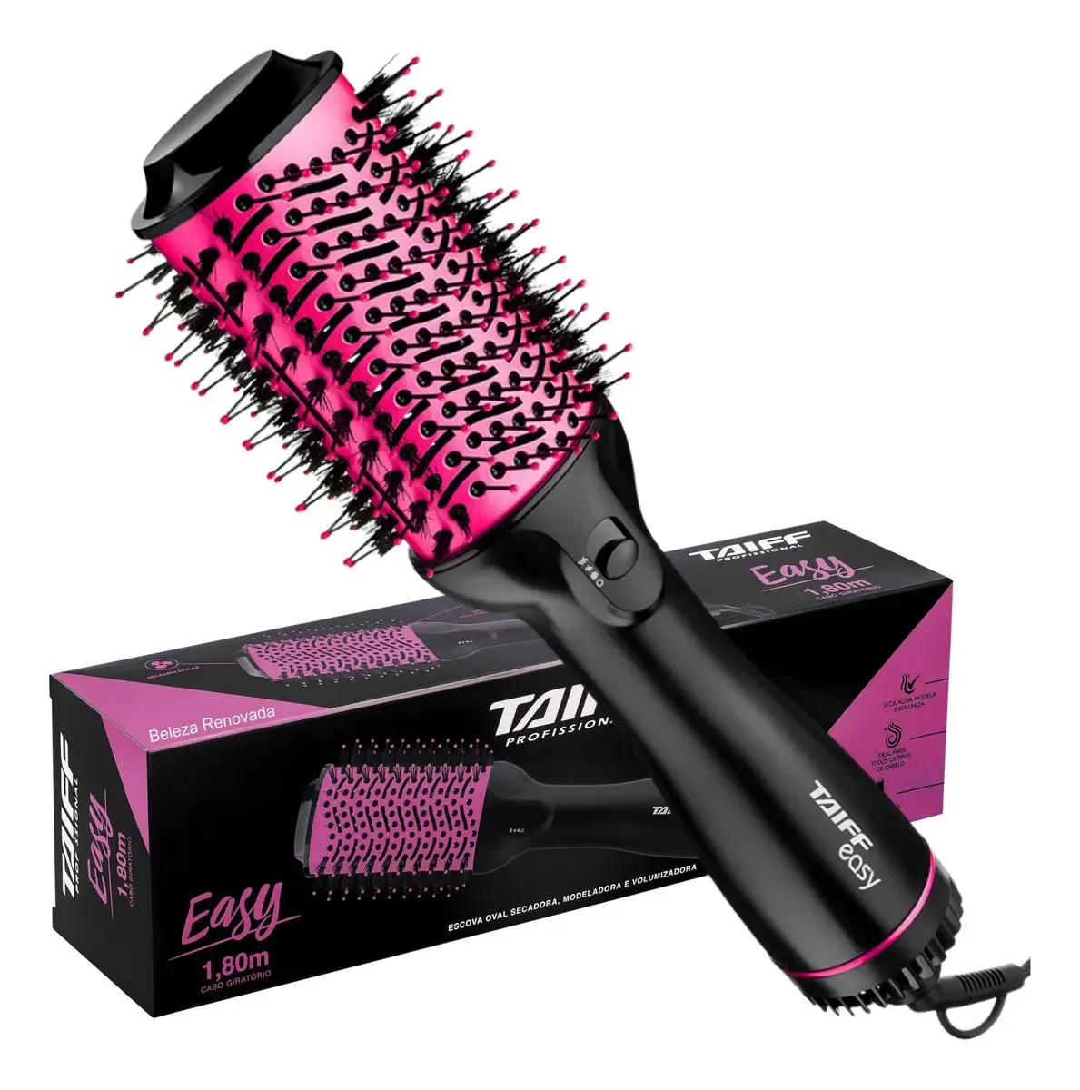 Escova Oval Secadora Modeladora E Volumizadora Easy - Taiff Cor Pink Voltagem