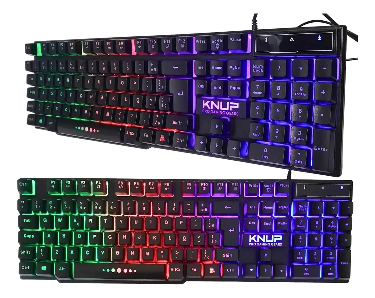 Teclado Gamer Semimecânico Knup KP-2043/A QWERTY ABNT2 USB Preto LED RGB