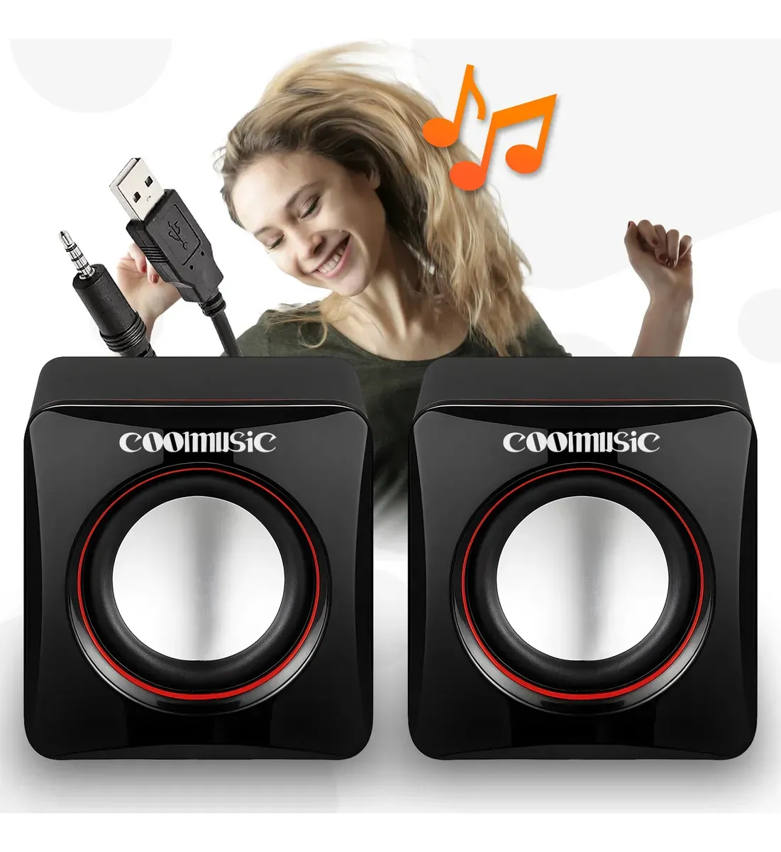 Caixa Caixinha De Som Potente Pc Notebook Subwoofer Para Computador 6w Usb P2 Coolmusic