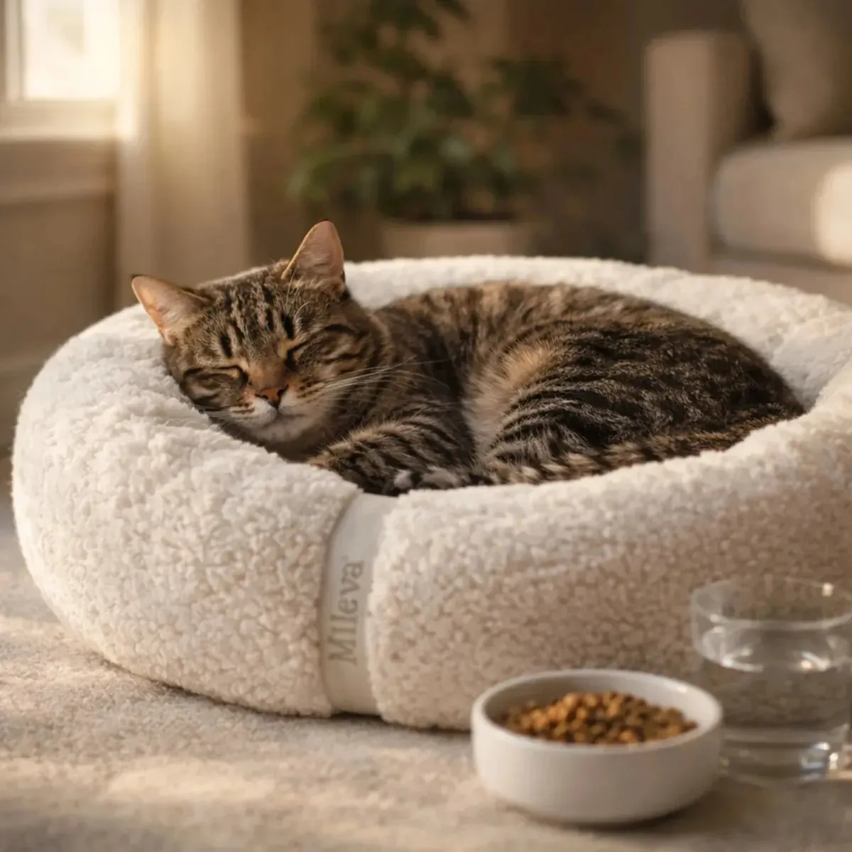Cama De Gato Caminha Nuvem Ninho Pet Soft Redonda 50x50cm Cor Sherpa