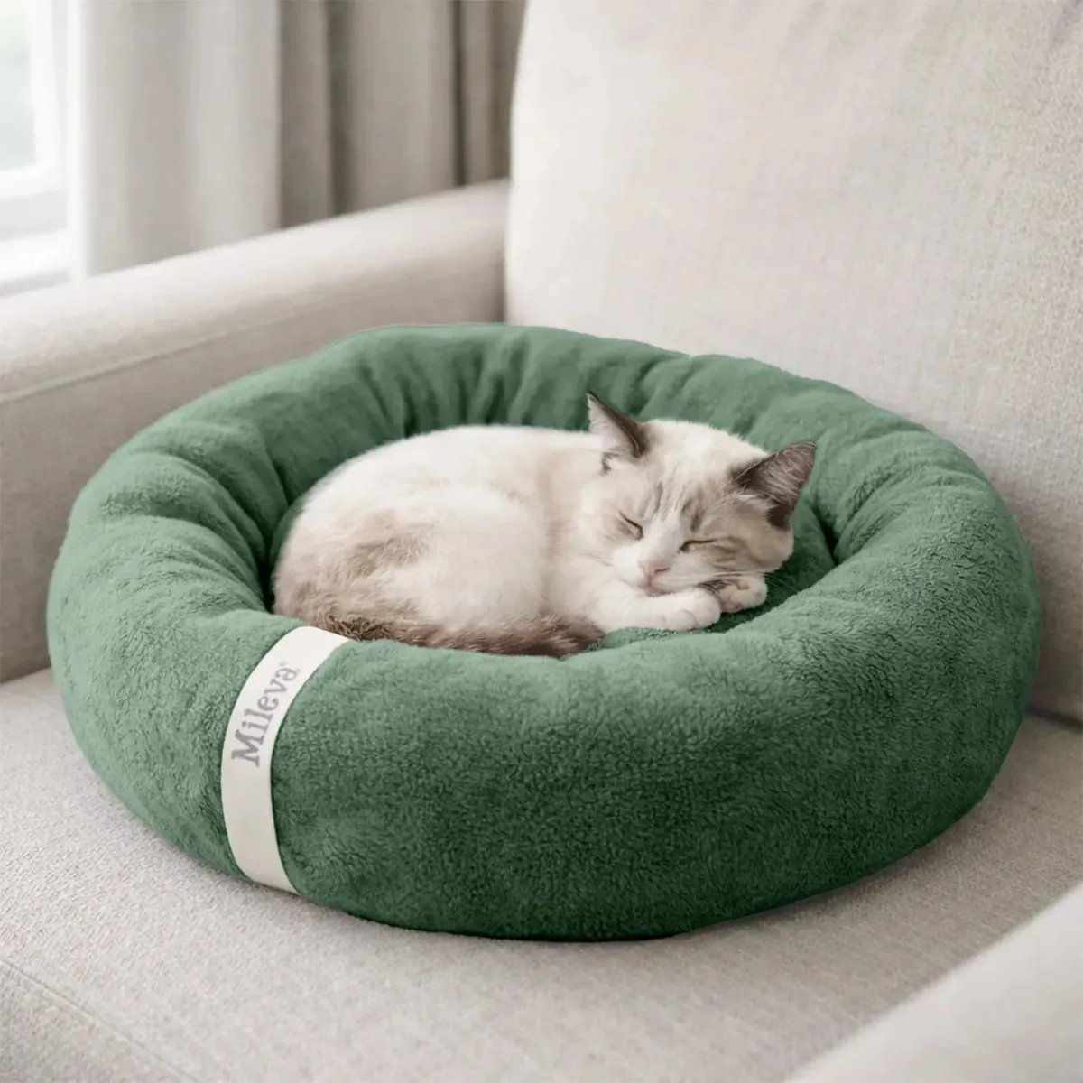Cama De Gato Caminha Nuvem Ninho Pet Soft Redonda 50x50cm Cor Verde