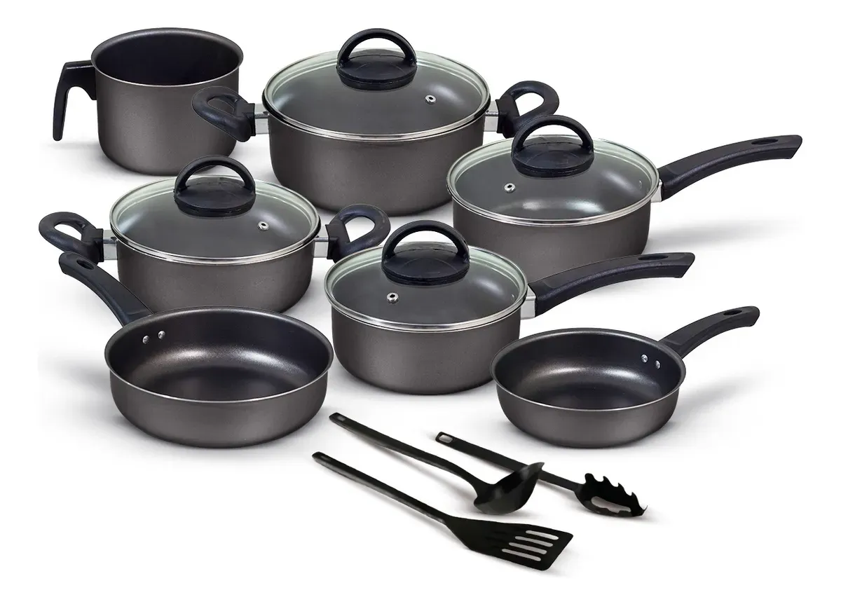 Conjunto Panelas Antiaderente 10 Peças Teflon Várias Cores