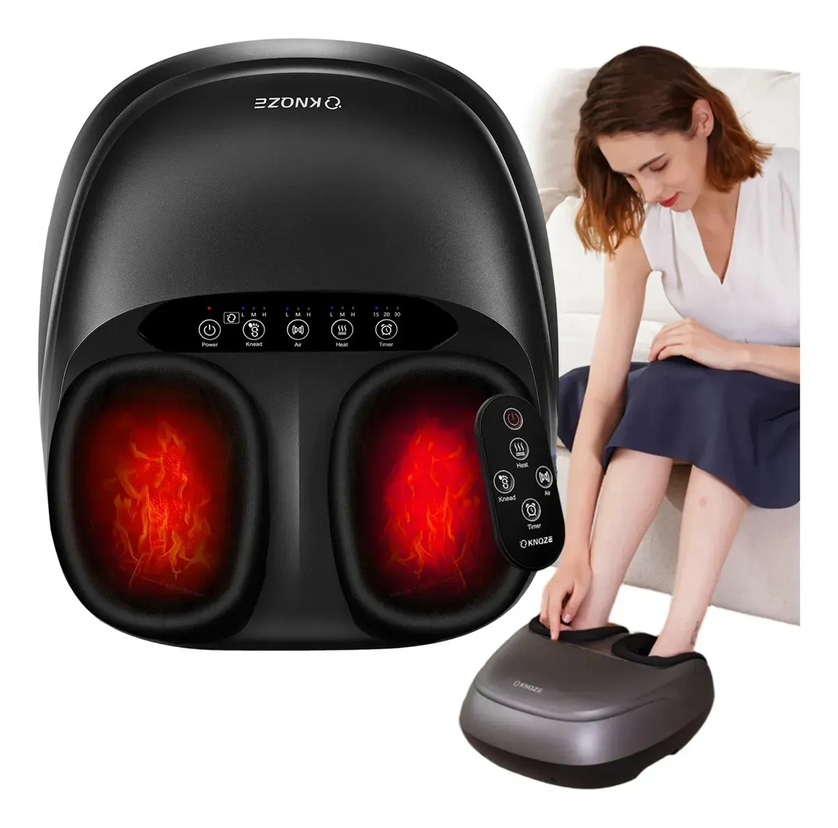 Massageador Elétrico Para Pés com Shiatsu, Compressão e Calor Knqze KF7