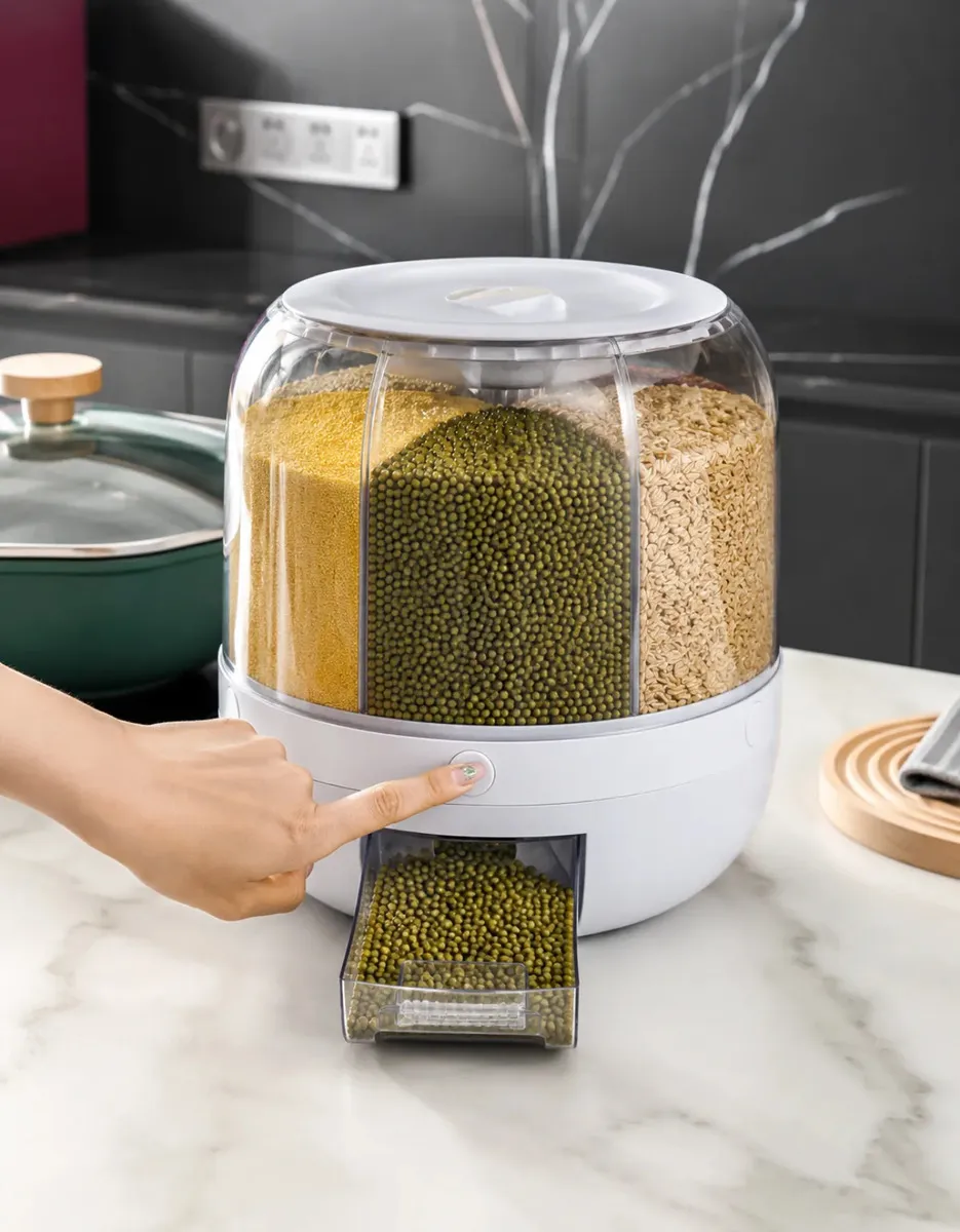 Dispenser Giratório 360 Alimentos Porta Grãos Cereais 6 Em 1