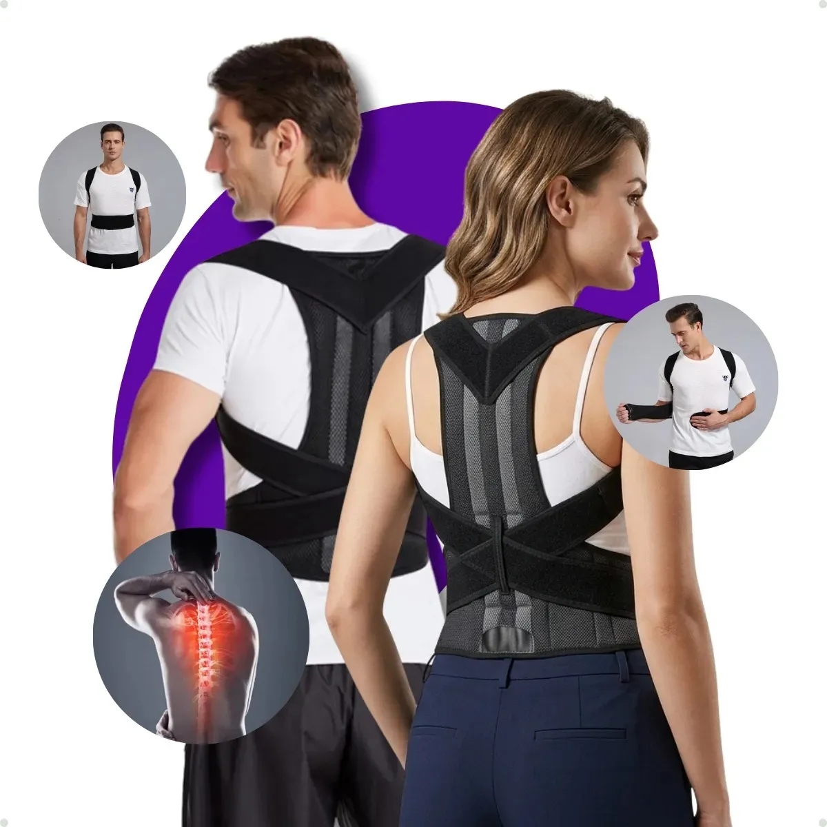 Corretor Postura Feminino Masculino Colete Alinhador Coluna