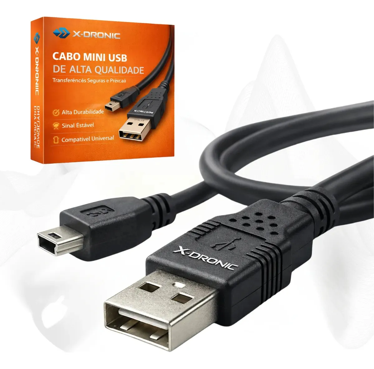 Cabo USB x Mini USB V3 1,50 Metros Cor Preto Para PS3 Transferência de Dados