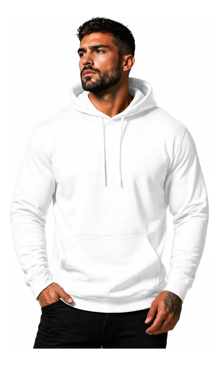 Moletom Liso Algodão Masculino Blusa De Frio Canguru Macio
