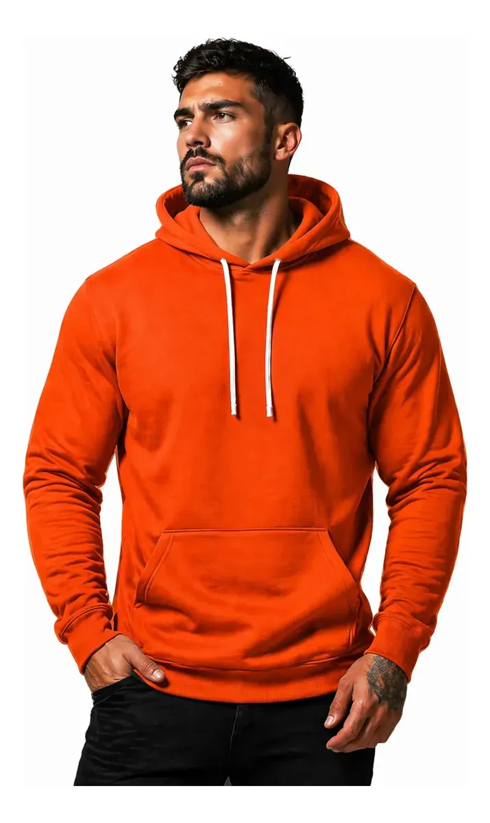 Moletom Liso Algodão Masculino Blusa De Frio Canguru Macio