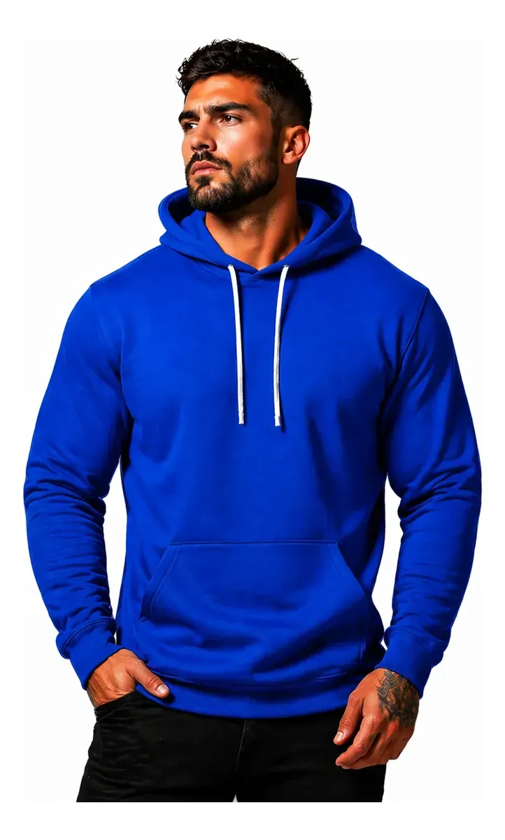Moletom Liso Algodão Masculino Blusa De Frio Canguru Macio