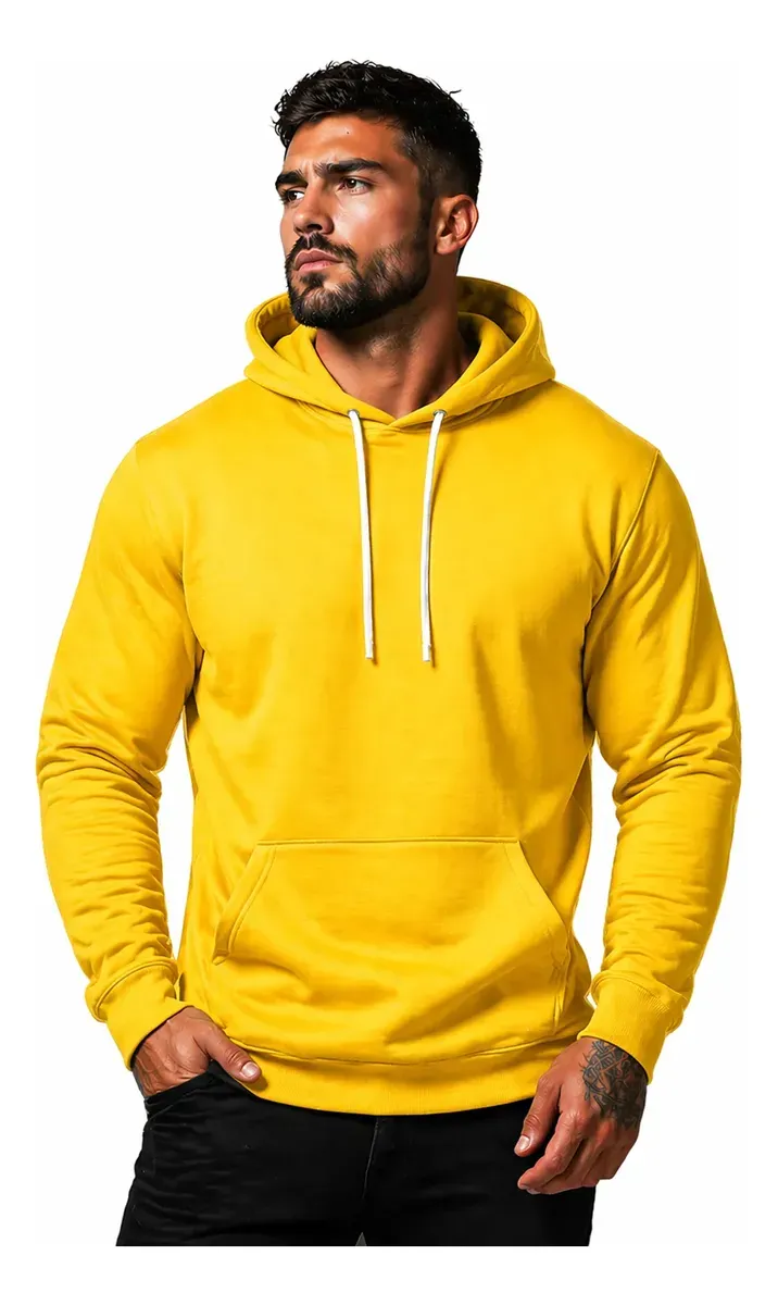 Moletom Liso Algodão Masculino Blusa De Frio Canguru Macio