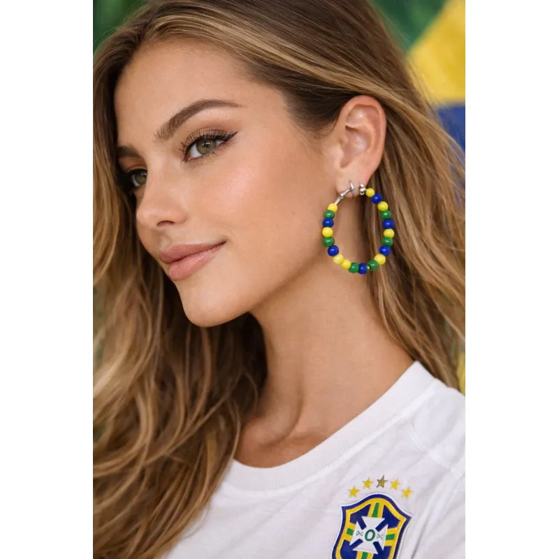 Brinco Argola Copa Do Mundo 2026 Cores Do Brasil Feminino