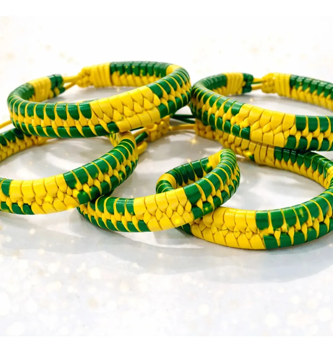 Kit 12 Pulseiras Couro Trançado Brasil Futebol Ajustável