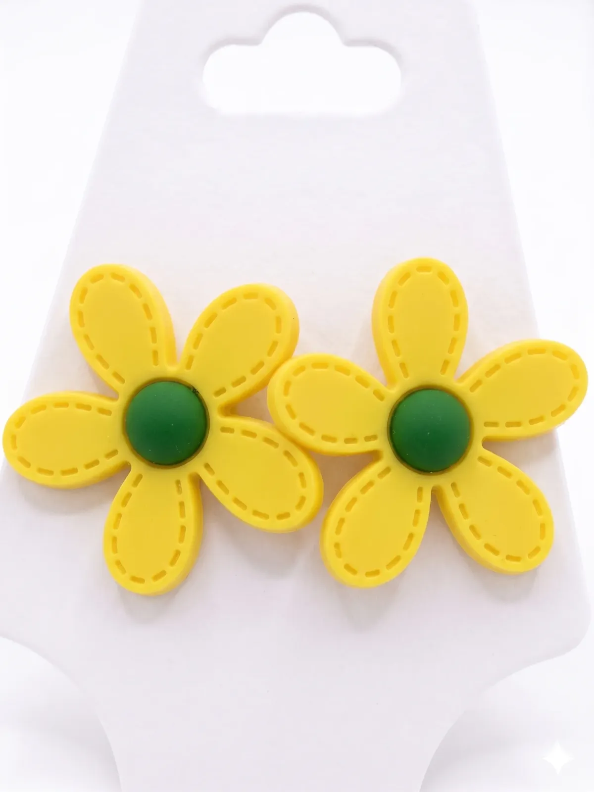 Brincos de Flor com Pino Aço Inoxidável Original Para Mulher - Amarelo