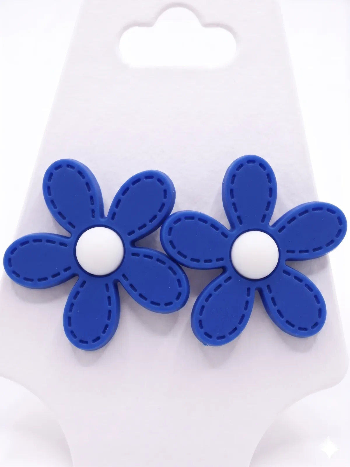 Brincos de Flor com Pino Aço Inoxidável Original Para Mulher - Azul