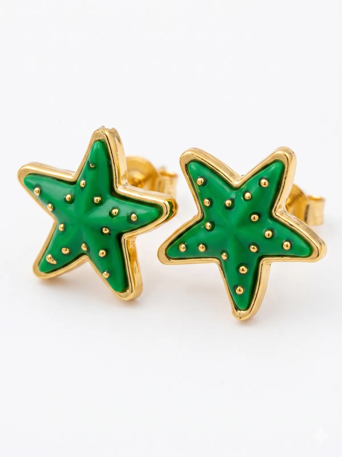 Brincos Estrela Elegantes Original Para Mulher Verde