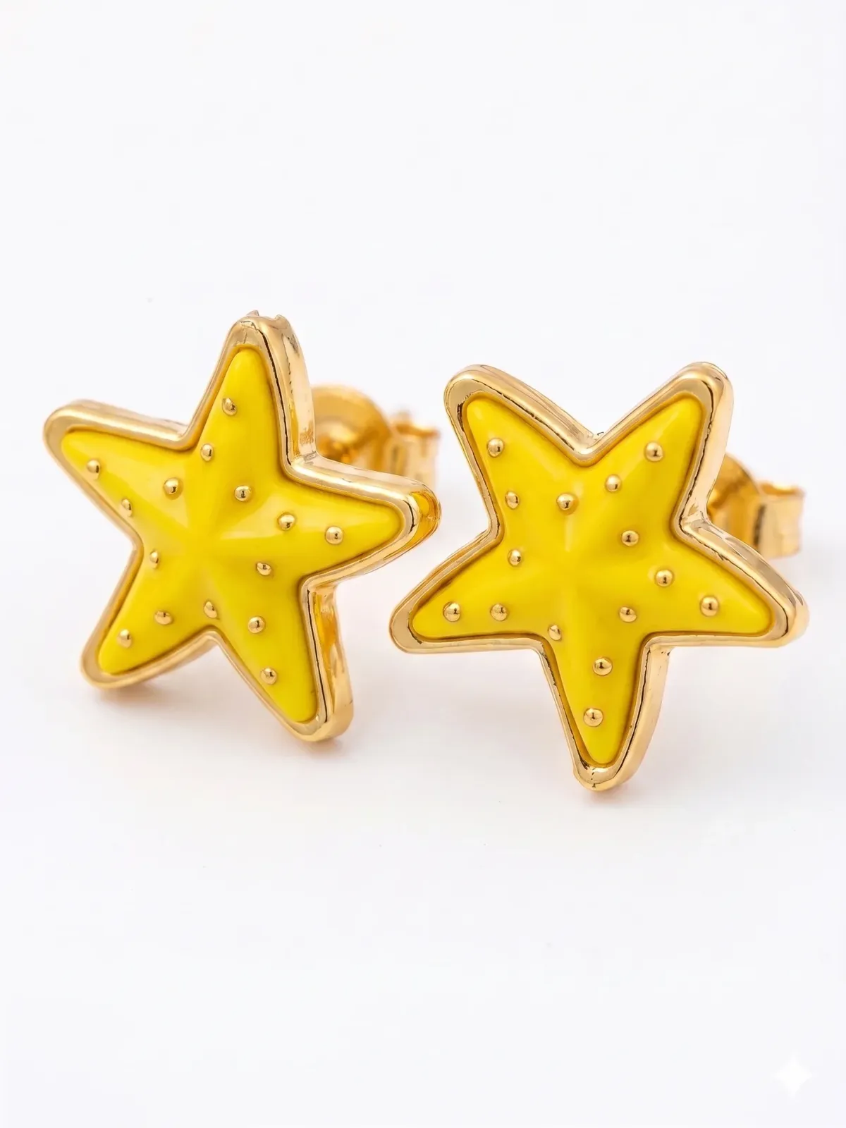 Brincos Estrela Elegantes Original Para Mulher Amarelo